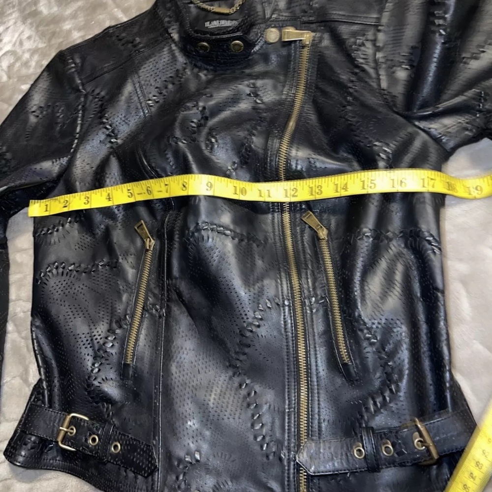 Ralph Lauren Black label Jacket Leather Moto Biker Black size 4 - Picture 13 of 16